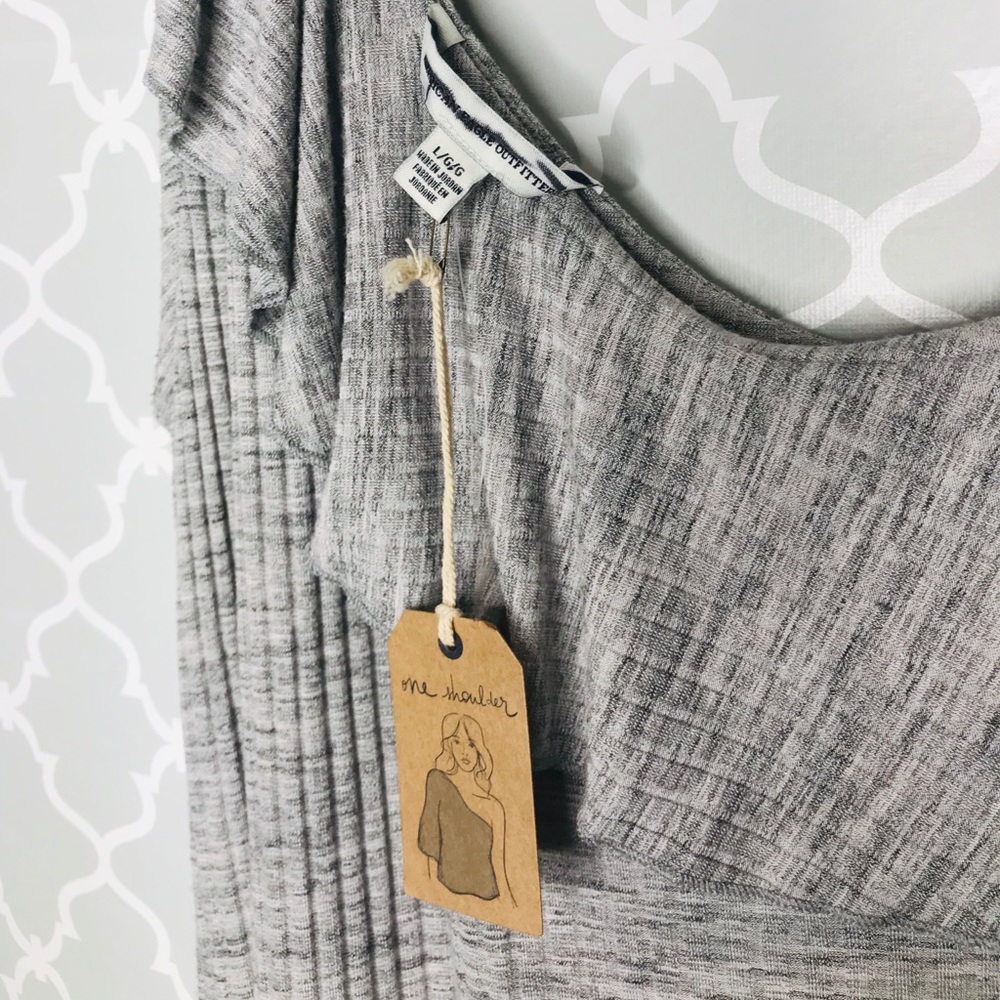 One Shoulder Raffle Gray Dress - Picture 4 of 6